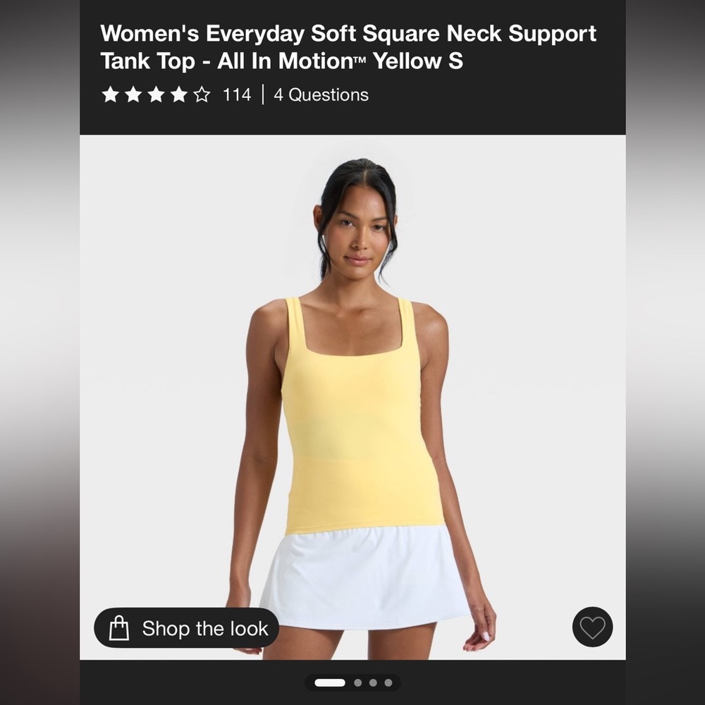 All in Motion Yellow and White Fitted Sleeveless Tank Top